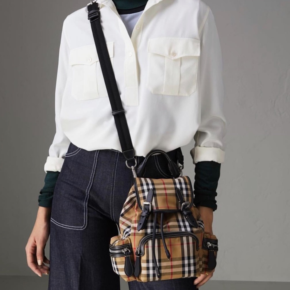 Burberry The Small Rucksack Checked Backpack‼️Sharing‼️ - Picture 2 of 3